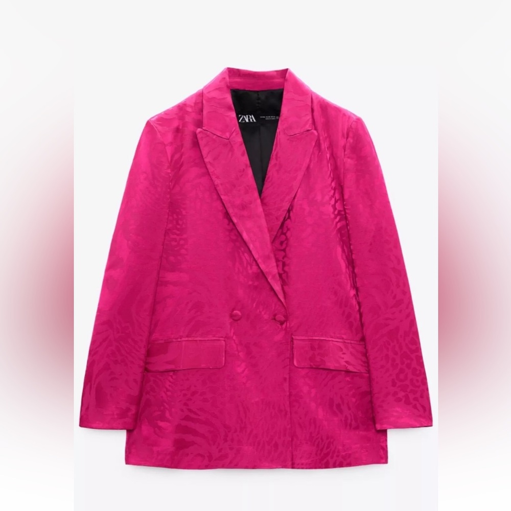 Zara fuchsia FLOWING JACQUARD BLAZER